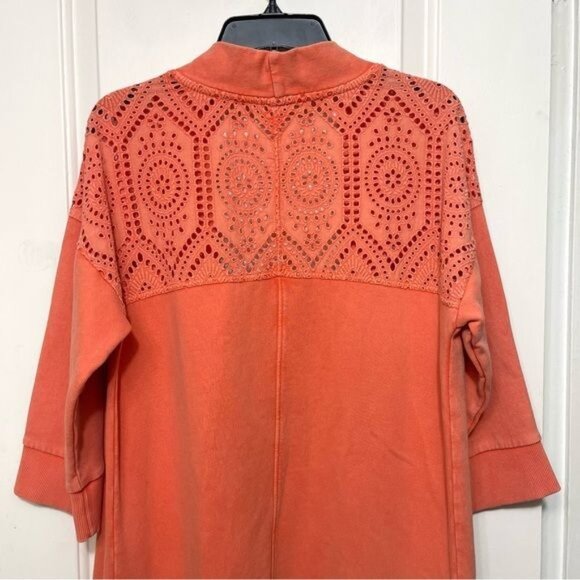 SOFT SURROUNDINGS Ellie Topper CardiganSweater Eyelet in Coral Size S - Picture 5 of 9